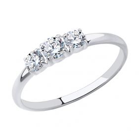 Кольцо из белого золота SOKOLOV 019003-3 с фианитом 019003-3 фото