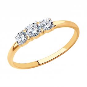 Золотое кольцо SOKOLOV 019003 с фианитом 019003 фото