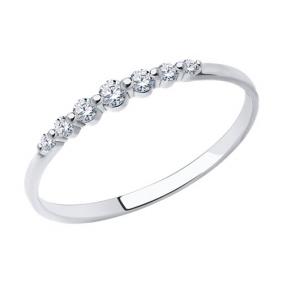 Кольцо из белого золота SOKOLOV 019038-3 с фианитом 019038-3 фото