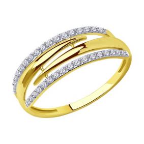 Кольцо из лимонного золота SOKOLOV 019042-2 с фианитом 019042-2 фото