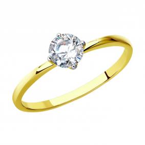 Кольцо из лимонного золота SOKOLOV 019046-2 с фианитом 019046-2 фото