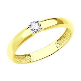 Кольцо из лимонного золота SOKOLOV 019047-2 с фианитом 019047-2 фото