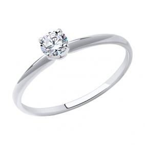 Кольцо из белого золота SOKOLOV 019087-3 с фианитом 019087-3 фото