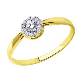 Кольцо из лимонного золота SOKOLOV 019102-2 с фианитом 019102-2 фото