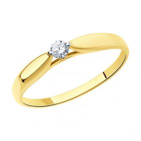 Кольцо из лимонного золота SOKOLOV 019121-2 с фианитом 019121-2 фото