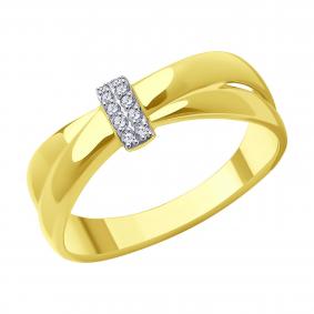 Кольцо из лимонного золота SOKOLOV 019253-2 с фианитом 019253-2 фото