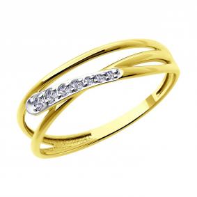 Кольцо из лимонного золота SOKOLOV 019328-2 с фианитом 019328-2 фото