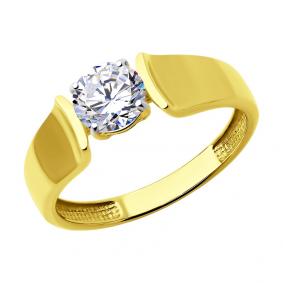 Кольцо из лимонного золота SOKOLOV 019428-2 с фианитом 019428-2 фото