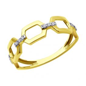 Кольцо из лимонного золота SOKOLOV 019460-2 с фианитом 019460-2 фото