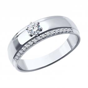 Кольцо из белого золота SOKOLOV 019465-3 с фианитом 019465-3 фото