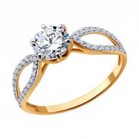 Золотое кольцо SOKOLOV 019482 с фианитом 019482 фото