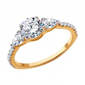 Золотое кольцо SOKOLOV 019493 с фианитом 019493 фото