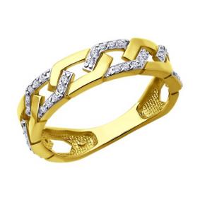 Кольцо из лимонного золота SOKOLOV 019501-2 с фианитом 019501-2 фото