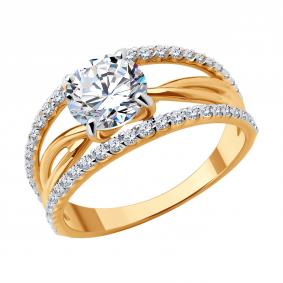 Золотое кольцо SOKOLOV 019502 с фианитом 019502 фото