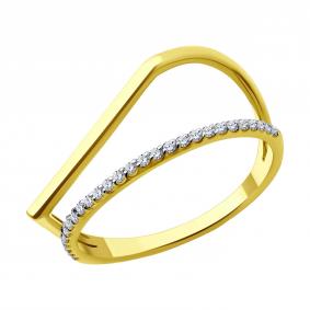 Кольцо из лимонного золота SOKOLOV 019532-2 с фианитом 019532-2 фото