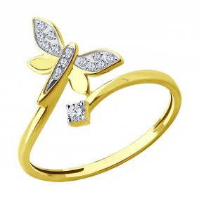 Кольцо из лимонного золота SOKOLOV 019544-2 с фианитом 019544-2 фото