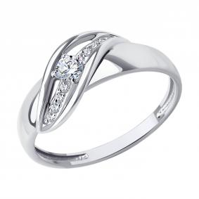 Кольцо из белого золота SOKOLOV 019552-3 с фианитом 019552-3 фото