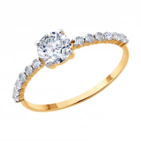 Золотое кольцо SOKOLOV 019599 с фианитом 019599 фото