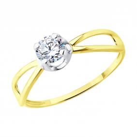 Кольцо из лимонного золота SOKOLOV 019618-2 с фианитом 019618-2 фото