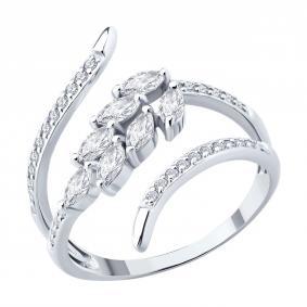 Кольцо из белого золота SOKOLOV 019642-3 с фианитом 019642-3 фото