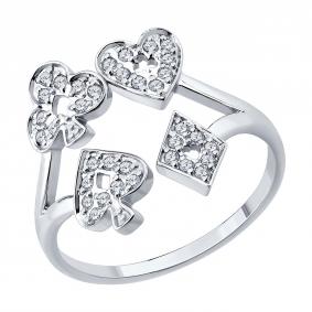 Кольцо из белого золота SOKOLOV 019667-3 с фианитом 019667-3 фото