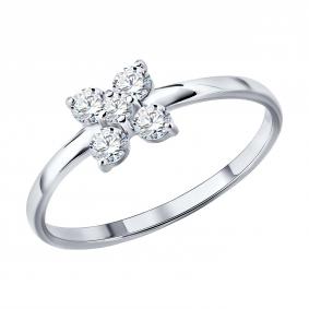 Кольцо из белого золота SOKOLOV 019839-3 с фианитом 019839-3 фото