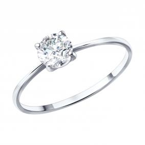 Кольцо из белого золота SOKOLOV 019885-3 с фианитом 019885-3 фото