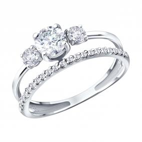 Кольцо из белого золота SOKOLOV 019886-3 с фианитом 019886-3 фото