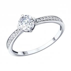 Кольцо из белого золота SOKOLOV 019897-3 с фианитом 019897-3 фото