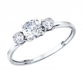 Кольцо из белого золота SOKOLOV 019898-3 с фианитом 019898-3 фото