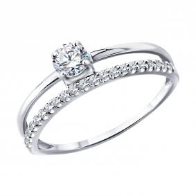 Кольцо из белого золота SOKOLOV 019906-3 с фианитом 019906-3 фото