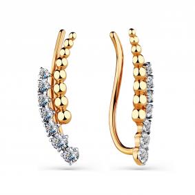 Золотые серьги Мастер Бриллиант 01M002-0409-0001-011 с фианитом 01M002-0409-0001-011 фото