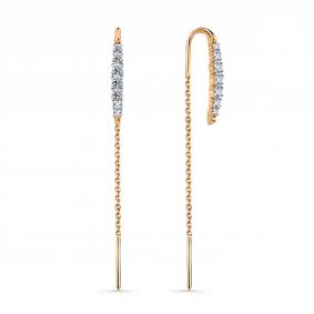 Золотые серьги Мастер Бриллиант 01M002-0942-0001-011 с фианитом 01M002-0942-0001-011 фото