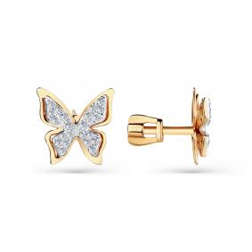 Золотые серьги Мастер Бриллиант 01M005-0074-0001-011 с фианитом 01M005-0074-0001-011 фото