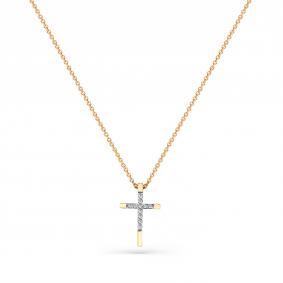 Золотое колье Крест Мастер Бриллиант с фианитом 01M006-0024-0001-011 01M006-0024-0001-011 фото