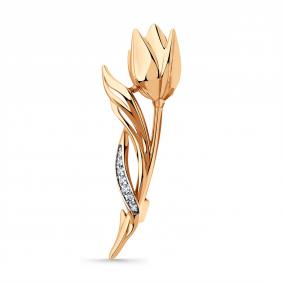 Золотая брошь Мастер Бриллиант 01M007-0049-0001-011 с фианитом 01M007-0049-0001-011 фото