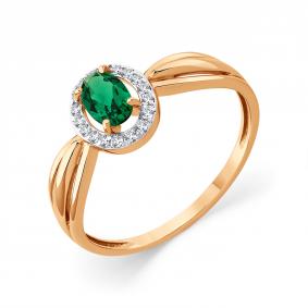 Золотое кольцо Мастер Бриллиант 01M01-3-670-1401-011 с фианитом и гидротермальным изумрудом 01M01-3-670-1401-011 фото