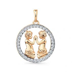 Золотая подвеска Знак зодиака Близнецы Мастер Бриллиант с фианитом 01M010-0190-0001-011 01M010-0190-0001-011 фото