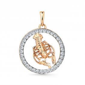Золотая подвеска Знак зодиака Рак Мастер Бриллиант с фианитом 01M010-0191-0001-011 01M010-0191-0001-011 фото