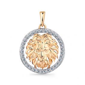 Золотая подвеска Знак зодиака Лев Мастер Бриллиант с фианитом 01M010-0192-0001-011 01M010-0192-0001-011 фото