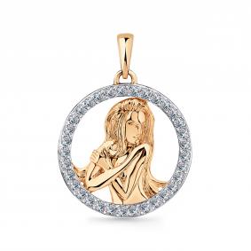 Золотая подвеска Знак зодиака Дева Мастер Бриллиант с фианитом 01M010-0193-0001-011 01M010-0193-0001-011 фото