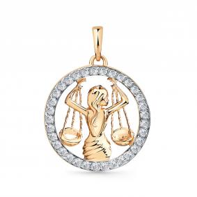 Золотая подвеска Знак зодиака Весы Мастер Бриллиант с фианитом 01M010-0194-0001-011 01M010-0194-0001-011 фото