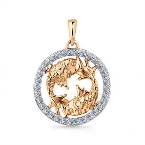 Золотая подвеска Знак зодиака Рыбы Мастер Бриллиант 01M010-0199-0001-011 01M010-0199-0001-011 фото