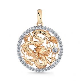 Золотая подвеска Символ года Дракон Мастер Бриллиант с фианитом 01M010-0247-0001-011 01M010-0247-0001-011 фото
