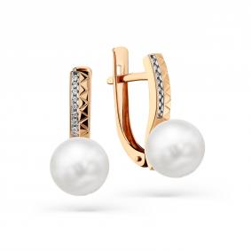 Золотые серьги Мастер Бриллиант 01M02-3-213-0501-011 с фианитом и жемчугом 01M02-3-213-0501-011 фото