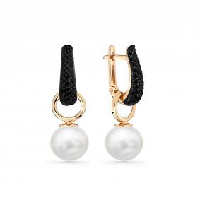 Золотые серьги Мастер Бриллиант 01M02-3-496-0505-012 с фианитом и жемчугом 01M02-3-496-0505-012 фото