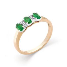 Золотое кольцо Мастер Бриллиант 01M1-104-218-01 с бриллиантом и изумрудом 01M1-104-218-01 фото