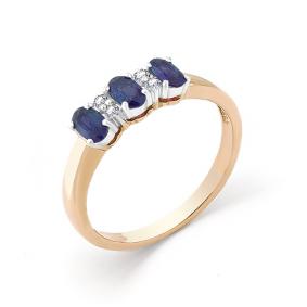 Золотое кольцо Мастер Бриллиант 01M1-104-218-02 с бриллиантом и сапфиром 01M1-104-218-02 фото