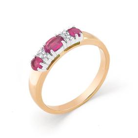 Золотое кольцо Мастер Бриллиант 01M1-104-658-03 с бриллиантом и рубином 01M1-104-658-03 фото