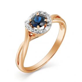 Золотое кольцо Мастер Бриллиант 01M1-104-742-02 с бриллиантом и сапфиром 01M1-104-742-02 фото